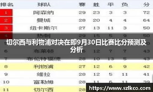 切尔西与利物浦对决在即9月30日比赛比分预测及分析